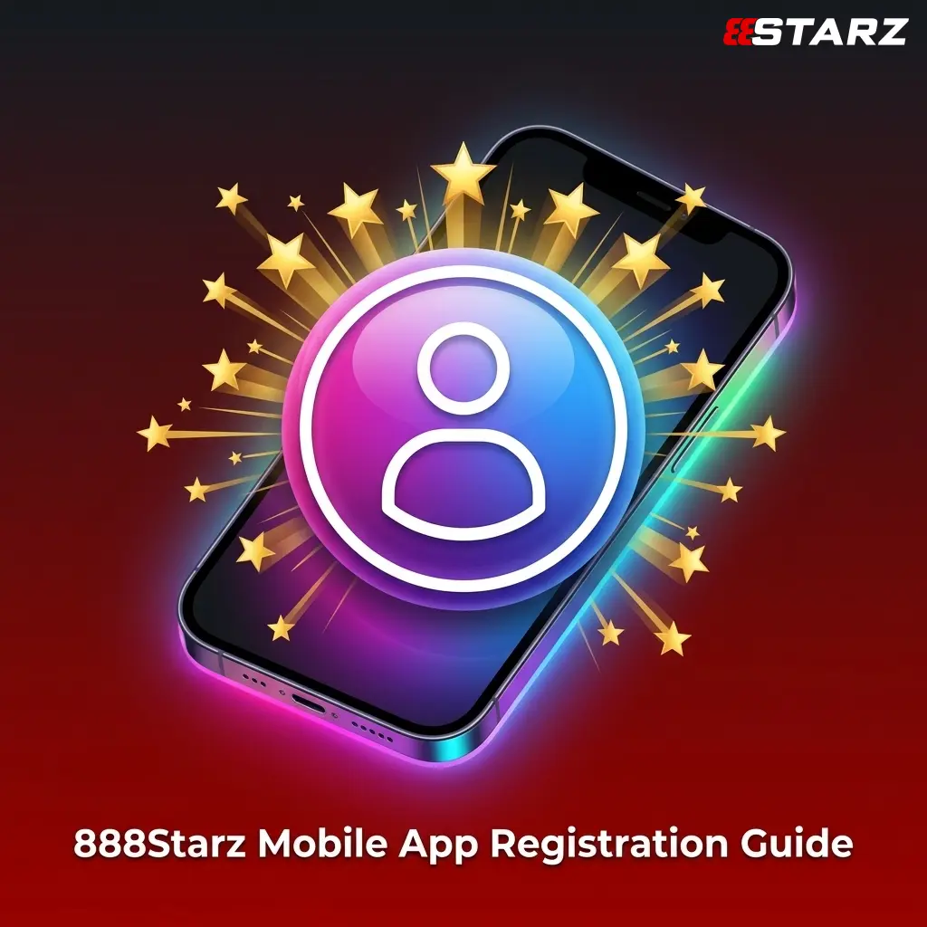 888Starz mobile app registration guide showing step-by-step sign-up process on touchscreen interface