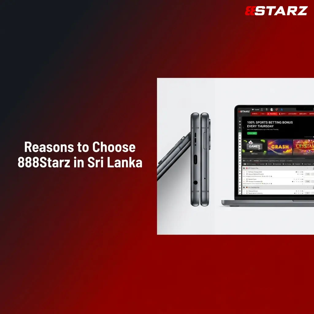 888Starz Sri Lanka platform showing licensed betting, welcome bonus, sports markets, LKR payments, and mobile app features