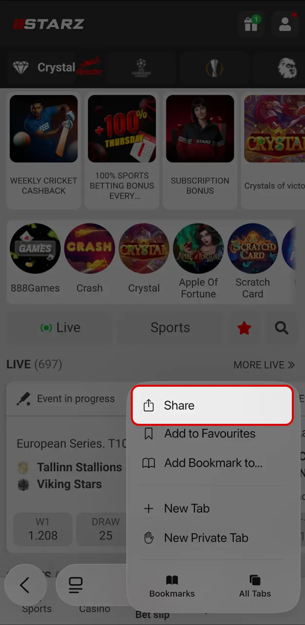 Follow the steps below to download the 888Starz app for iOS.