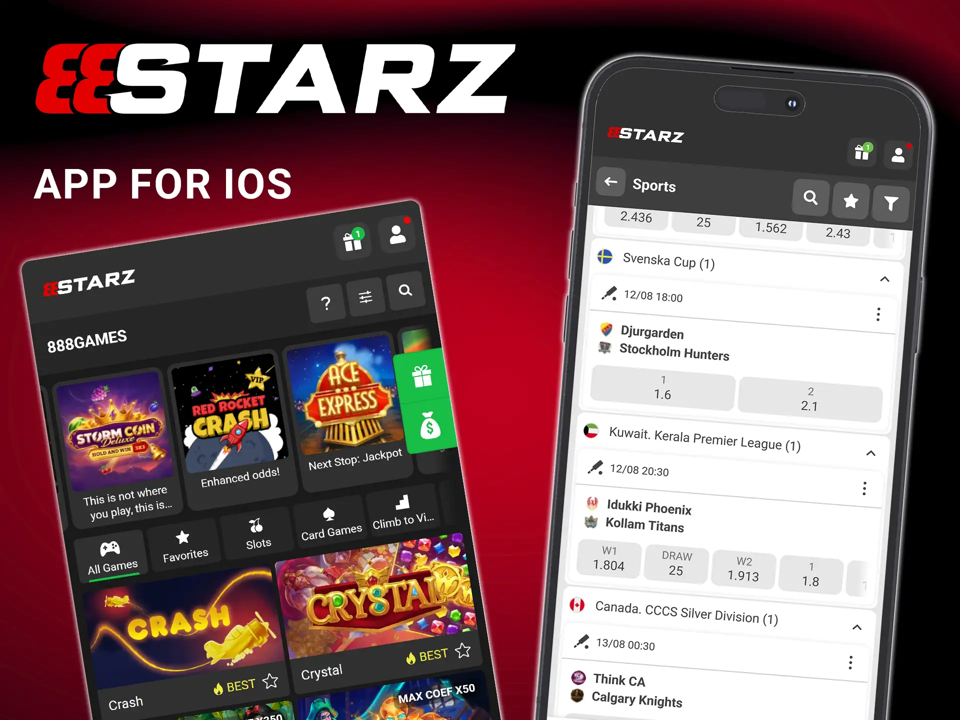 Install the 888Starz app on iOS.