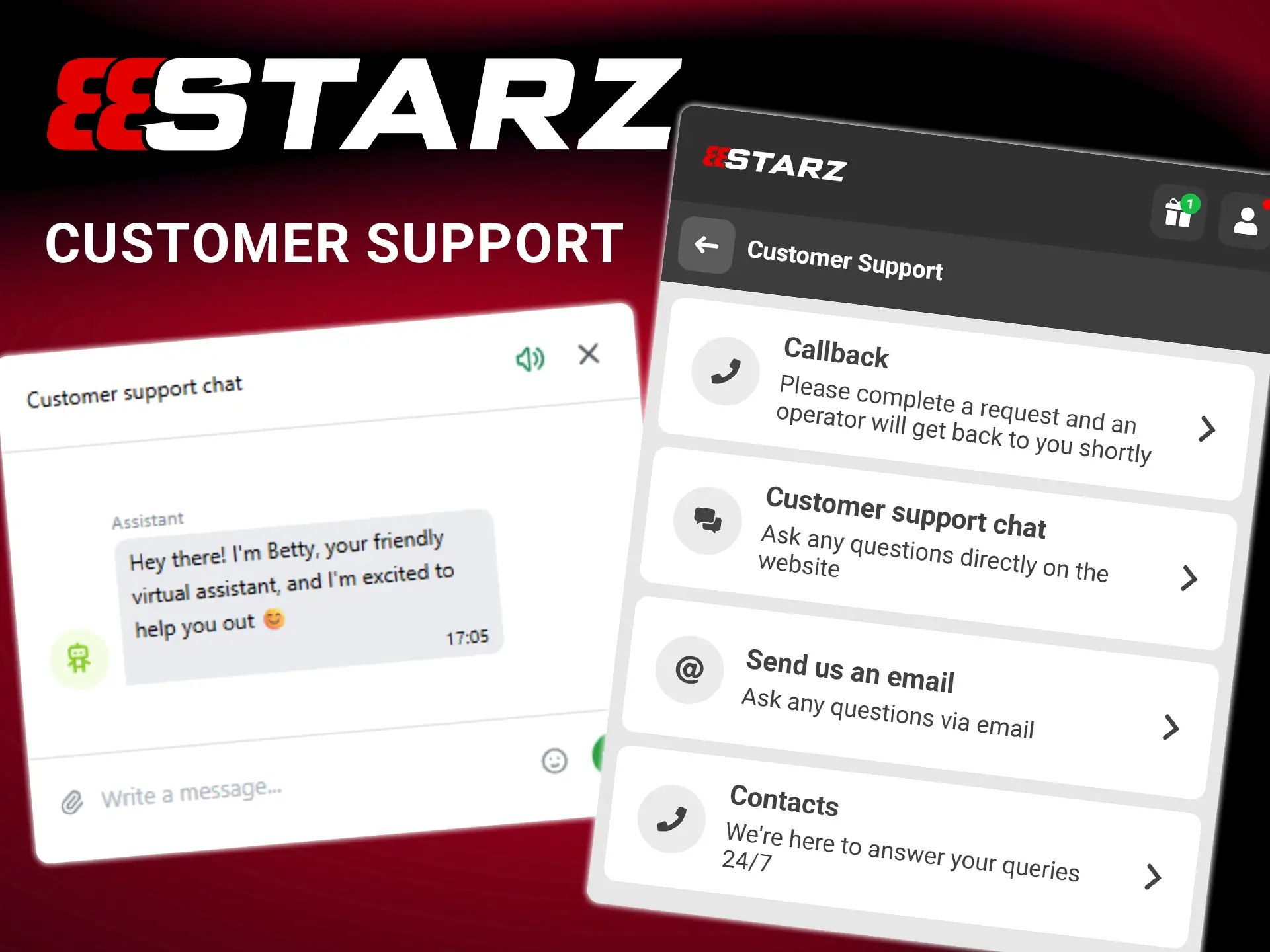 Get 24/7 technical support from 888Starz customer support.