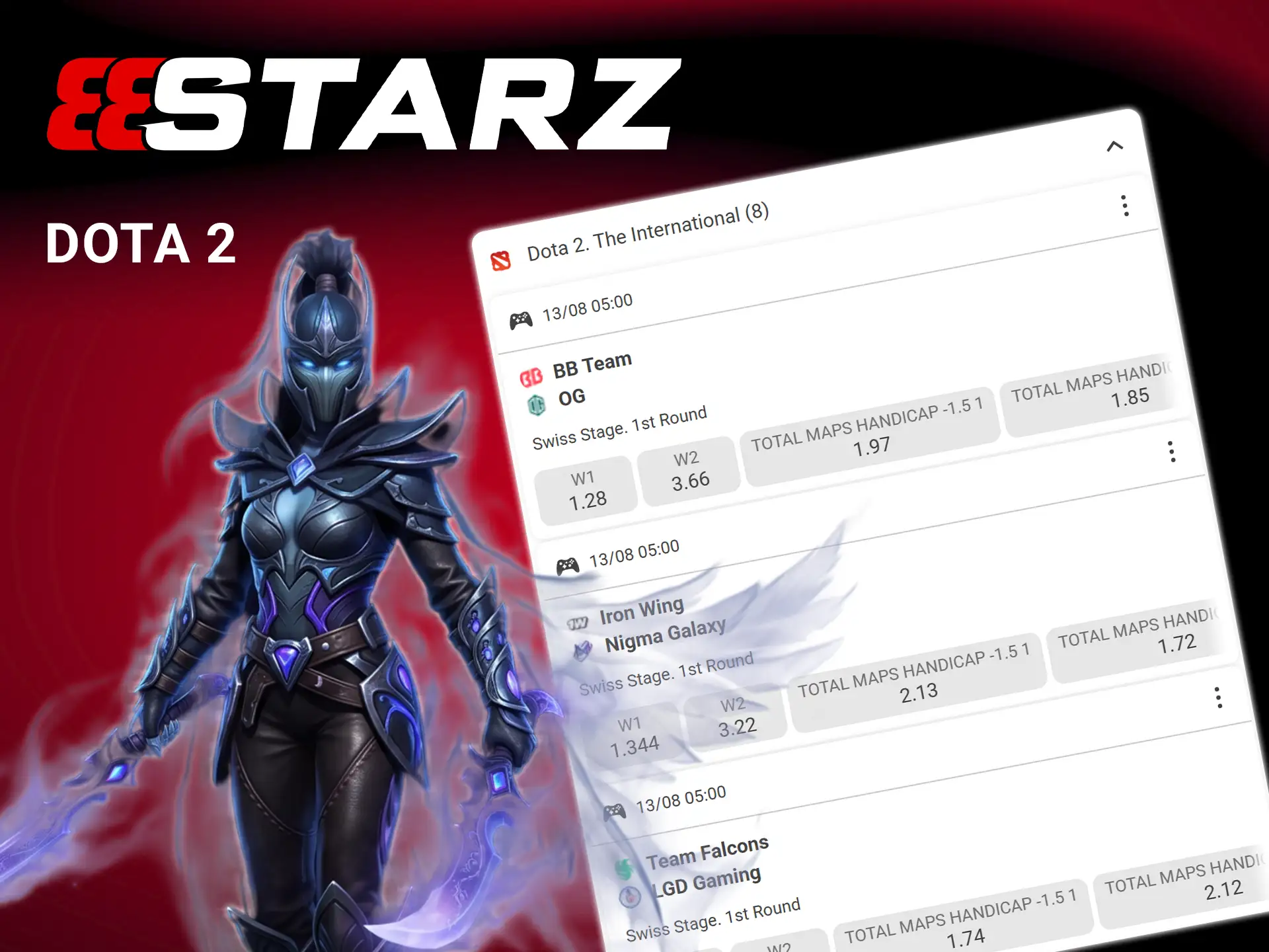 Wager on international esports tournaments in Dota 2 betting on 888Starz.