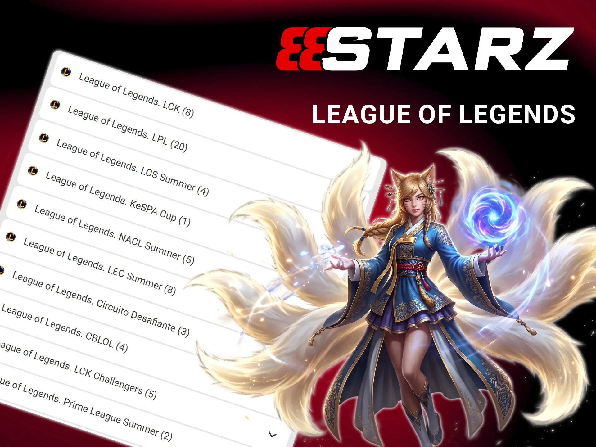 Place bets on global esports leagues in League of Legends betting on 888Starz.