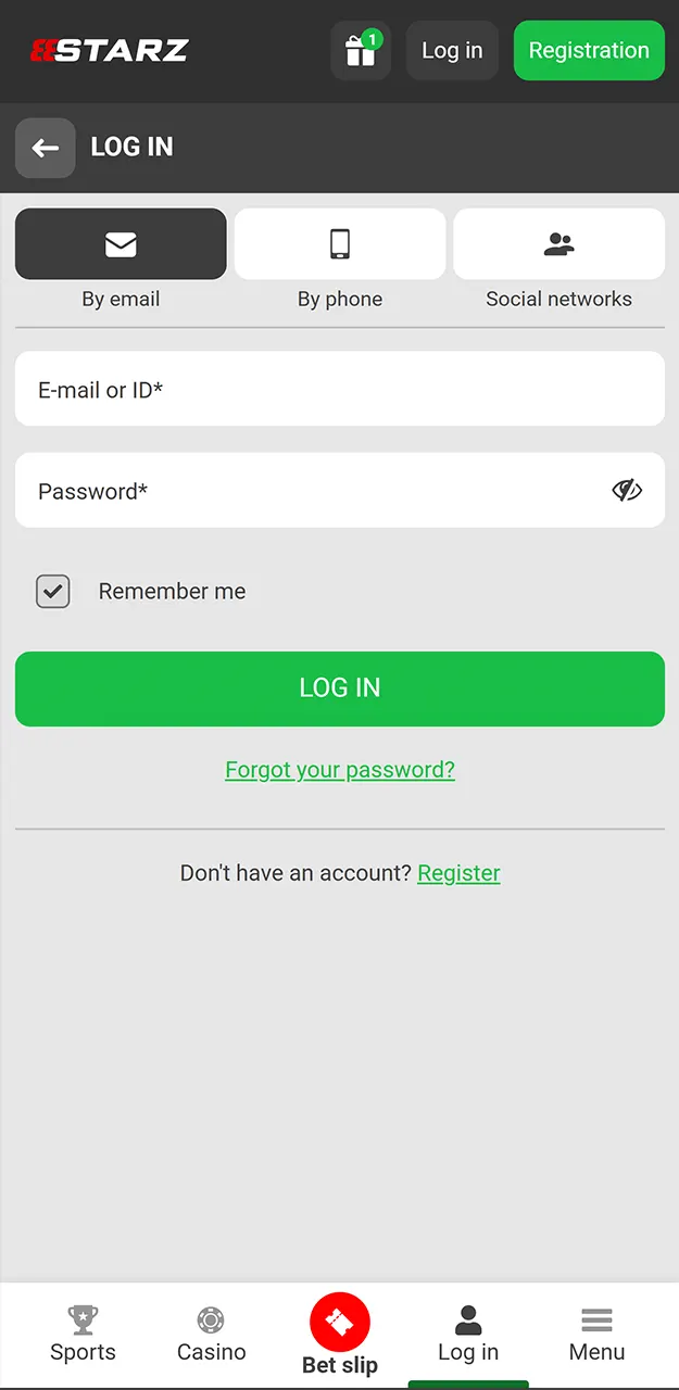 Log in and add funds to your account on 888Starz.