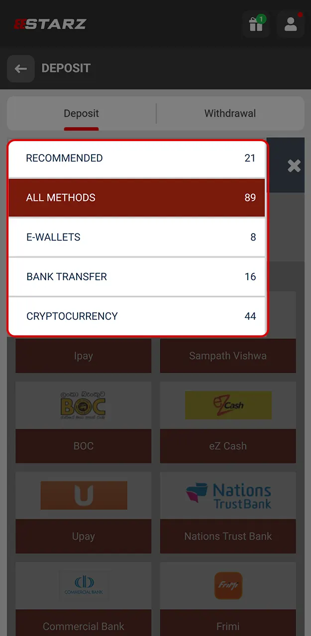 Choose a convenient banking option on 888Starz.