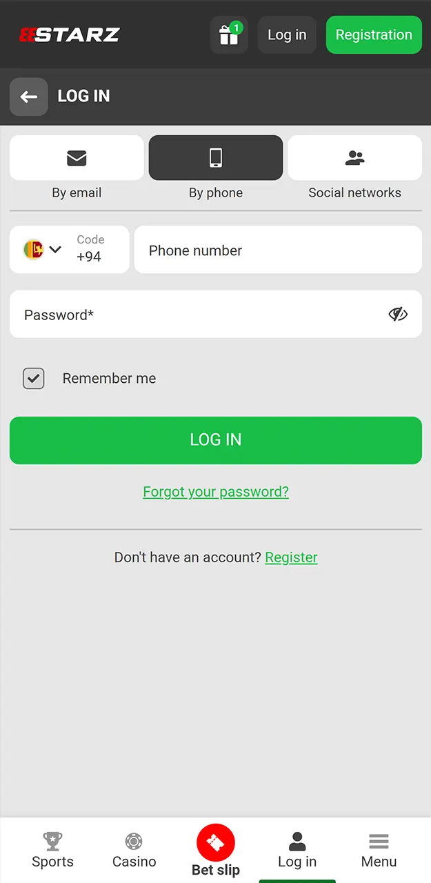 Log in to 888Starz to withdraw your winnings.