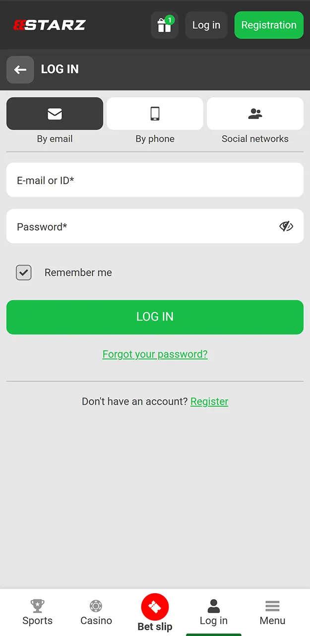 Log into the system on 888Starz.