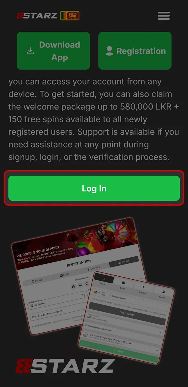 Go to the 888Starz login page.