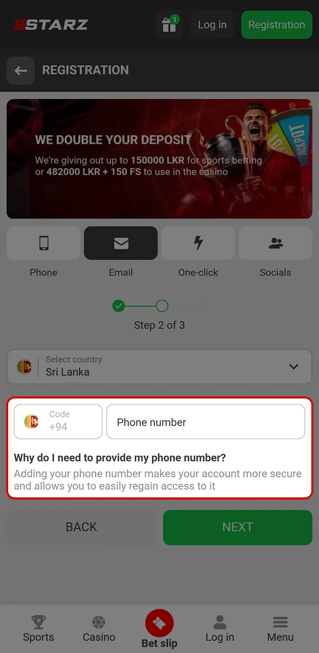 Confirm your registration on 888Starz.